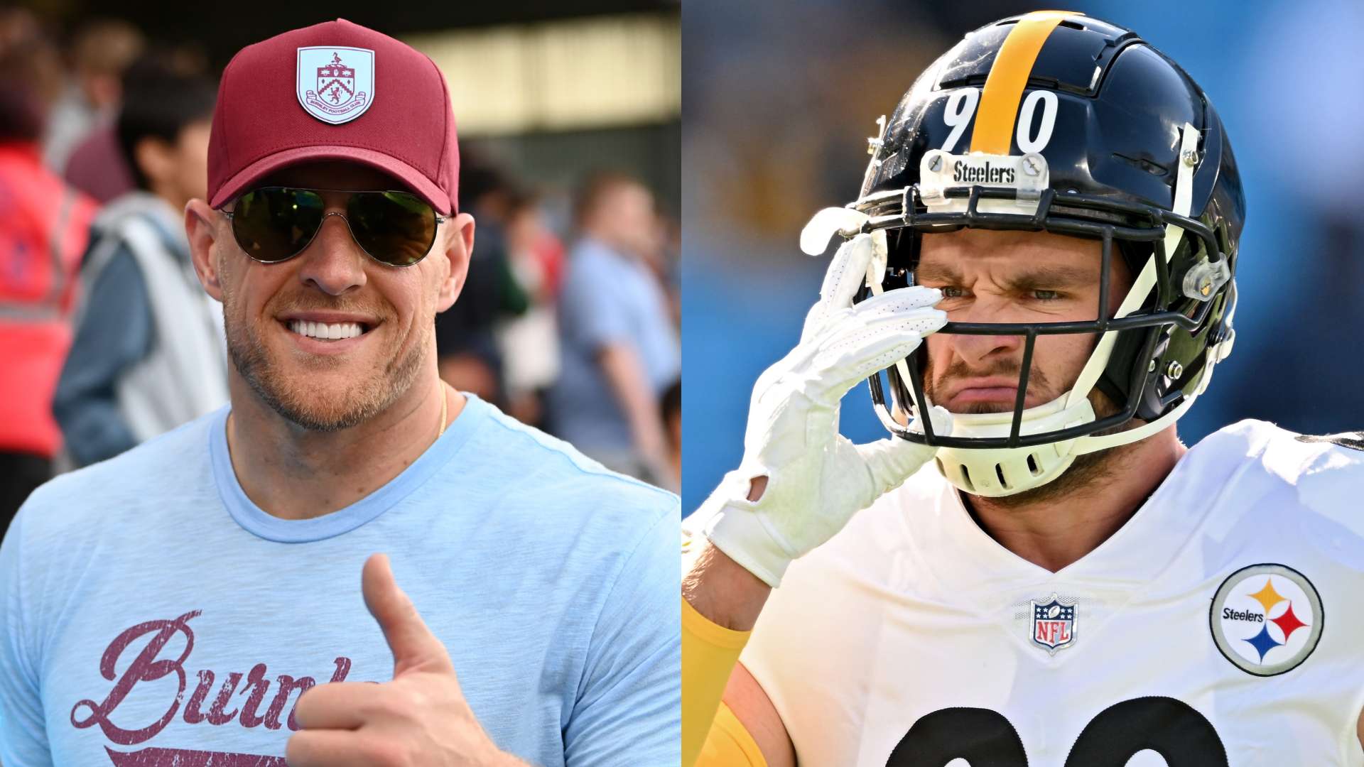 JJ Watt recruits brother TJ More NFL promotion for Burnley as Pittsburgh Steelers star sports personalised Clarets jersey ahead of preseason clash Goal US